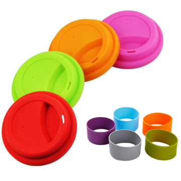 Silicone rubber coffee cup lid and sleeve